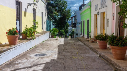 Fototapeta na wymiar Back ally Old San Juan historic district of Puerto Rico 