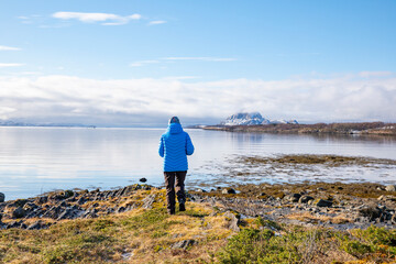 Fototapeta premium On a hike in great spring weather, in ,Helgeland,Nordland county,Norway,scandinavia,Europe