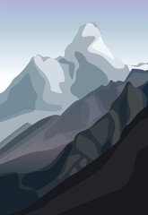 Vector illustration of snowy mountains