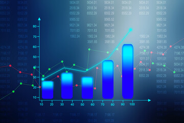 2d rendering Stock market online business concept. business Graph 