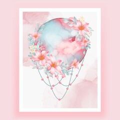 Watercolor full moon pink peach lily flower