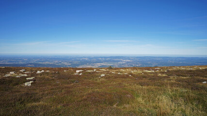 Karkonosze Mountains lanscape panoramic view, no people, hiking concept, Czech - Poland border