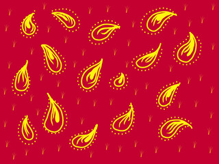 yellow abstract pattern on red background illustration