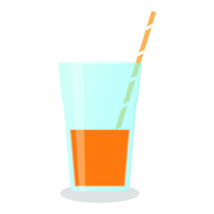 Vector illustration of a glass with a smoothie on white background. Healthy food and drinks. 