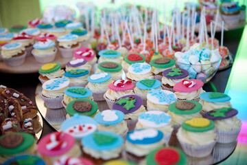 Fototapeta na wymiar birthday cupcakes with candles