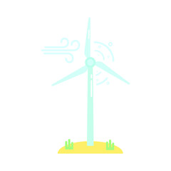 Vector illustration of windmills. Green energy and ecology friendly technology.