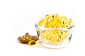 Healthy Vitamins, Omega 3,isolated, has a white background,Copy space.