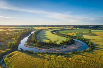 Snowy River at sunset in Victoria, Australia - aerial view