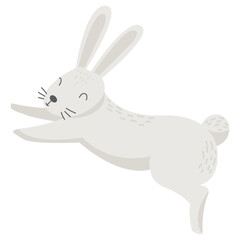 Fototapeta na wymiar Cute vector bunny isolated on white background for scrapbooking, stickers, print, poster, decal