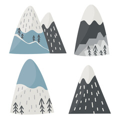 Mountain landscape, mountainscape, mountain mural, winter mountains, decor for scrapbooking, children's room decor, scandinavian wallpapers