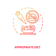 Appropriate diet concept icon. Eye health tips. Getting all nutritions and vitamins for body organs for good vision idea thin line illustration. Vector isolated outline RGB color drawing