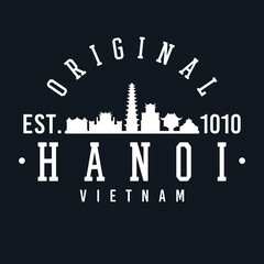 Fototapeta na wymiar Hanoi, Hoàn Kiếm, Hanoi, Vietnam Skyline Original. A Logotype Sports College and University Style. Illustration Design.