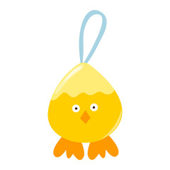 Yellow chick for Easter holiday. Design element for Easter. Chicken farming poultry symbol icon sign. Element for design on white background.