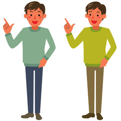 指差す若い男性