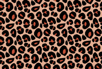 Leopard print, cheetah seamless pattern, jaguar texture. Jungle exotic background. Leo repeat vector design. Wild Animals fur illustration.
