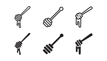 Honey dipper icon set. Vector graphic illustration. Suitable for website design, logo, app, template, and ui. 