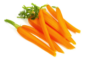 Fresh Vegetables - Boiled Fresh Carrots on white Background Isolated