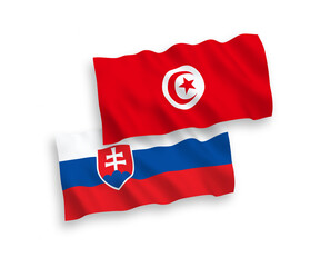 Flags of Slovakia and Republic of Tunisia on a white background