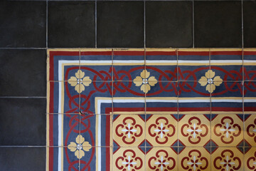 Classic tiles with decorative flower images are unique and luxurious