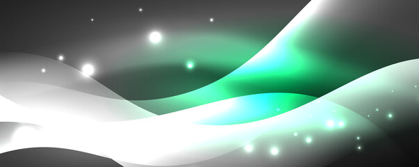 Shiny glowing neon wave, light lines abstract background. Magic energy and motion concept. Vector wallpaper template