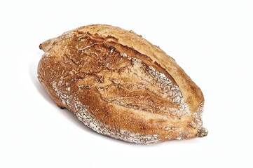Bread isolated on a white background. Ciabatta in the backlight. Angled view.