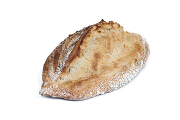 Bread isolated on a white background. Ciabatta in the backlight. Angled view.