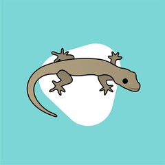 Illustration of Lizard Cartoon, Cute Funny Character, Flat Design