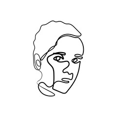 Continuous one line drawing woman face. Woman face line art