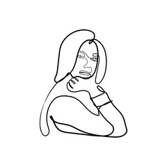 Continuous one line drawing woman face. Woman face line art