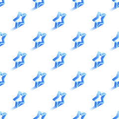 3d star icons. Seamless pattern. Vector illustration in modern isometric style. Isolated on white background 