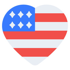 An icon design of us heart flag