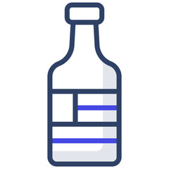 Flat design of wine bottle, whisky icon