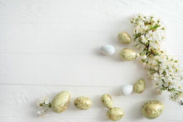 Easter eggs and blooming branches