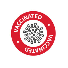 covid-19, coronavirus vaccinated stamp- vector illustration