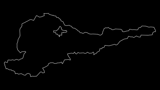 Cuj Kyrgyzstan region map outline animation