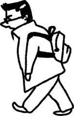 Fototapeta na wymiar vector illustration of man with backpack walking