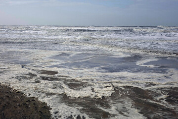 Stormy weather along the coast of Scheveningen