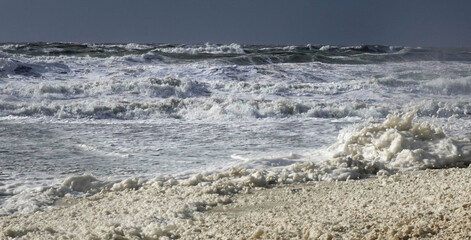Stormy weather along the coast of Scheveningen