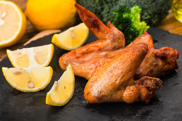 A plate of freshly baked chicken wings