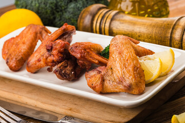 A plate of freshly baked chicken wings