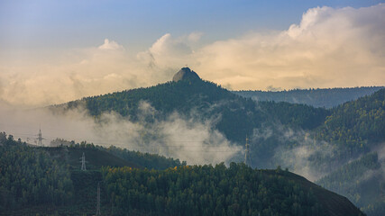 mountains in the morning