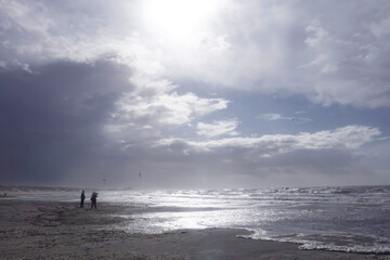 Fototapeta na wymiar Stormy weather along the coast of Scheveningen