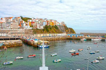view of malpica harbour in Galicia, Spain