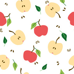 Fresh red apples seamless vector pattern design on white background EPS10
