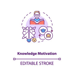 Knowledge motivation concept icon. Learning new information idea thin line illustration. Motivating for education and work. Vector isolated outline RGB color drawing. Editable stroke