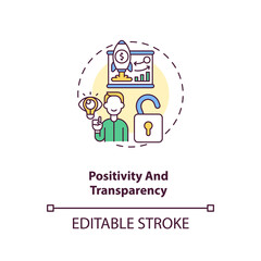 Positivity and transparency concept icon. Inspiring for effective work idea thin line illustration. Strategy of motivation workers. Vector isolated outline RGB color drawing. Editable stroke