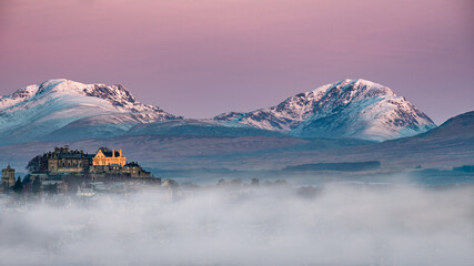 A misty winter sunrise at Stirling Castle, Scotland