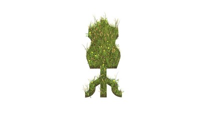 3d rendered grass field of symbol of vintage mannequin isolated on white background