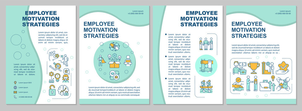 Employee motivation strategy brochure template. Mentoring and coaching. Flyer, booklet, leaflet print, cover design with linear icons. Vector layouts for magazines, annual reports, advertising posters