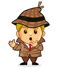detective kids mascot cartoon in vector